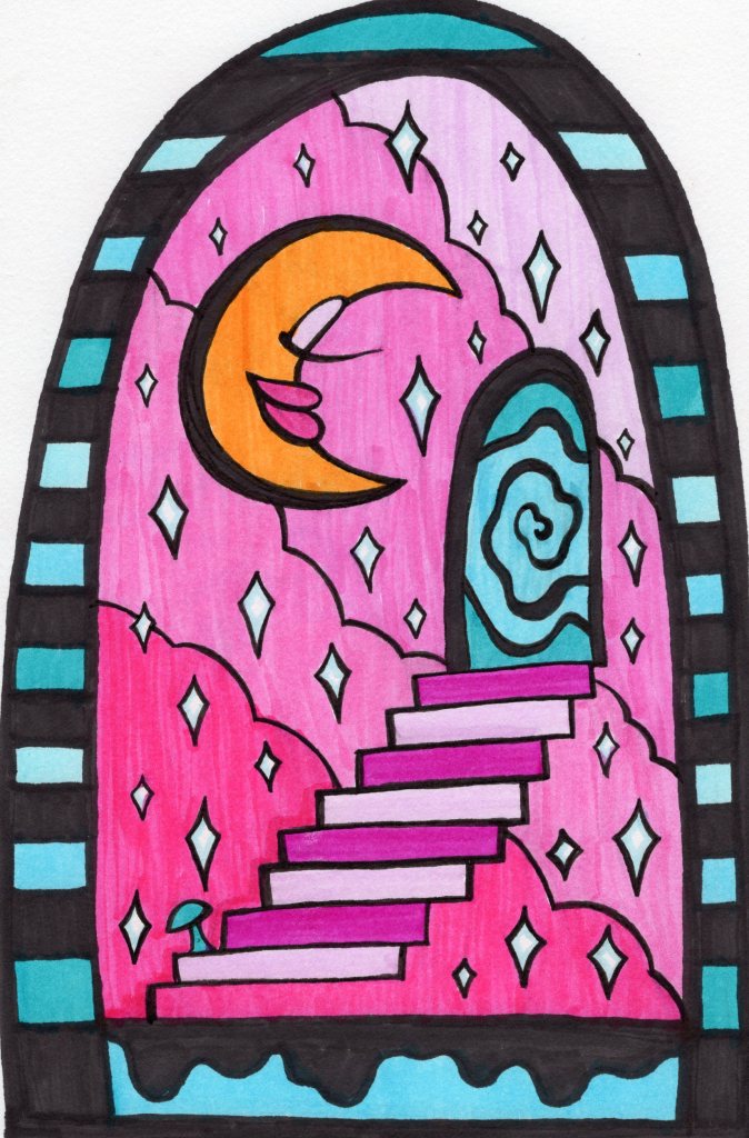 unicornface art moon door trippy doodle