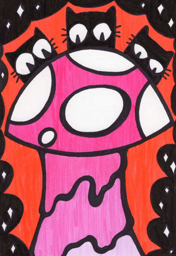 unicornface trippy amanita mushroom doodle