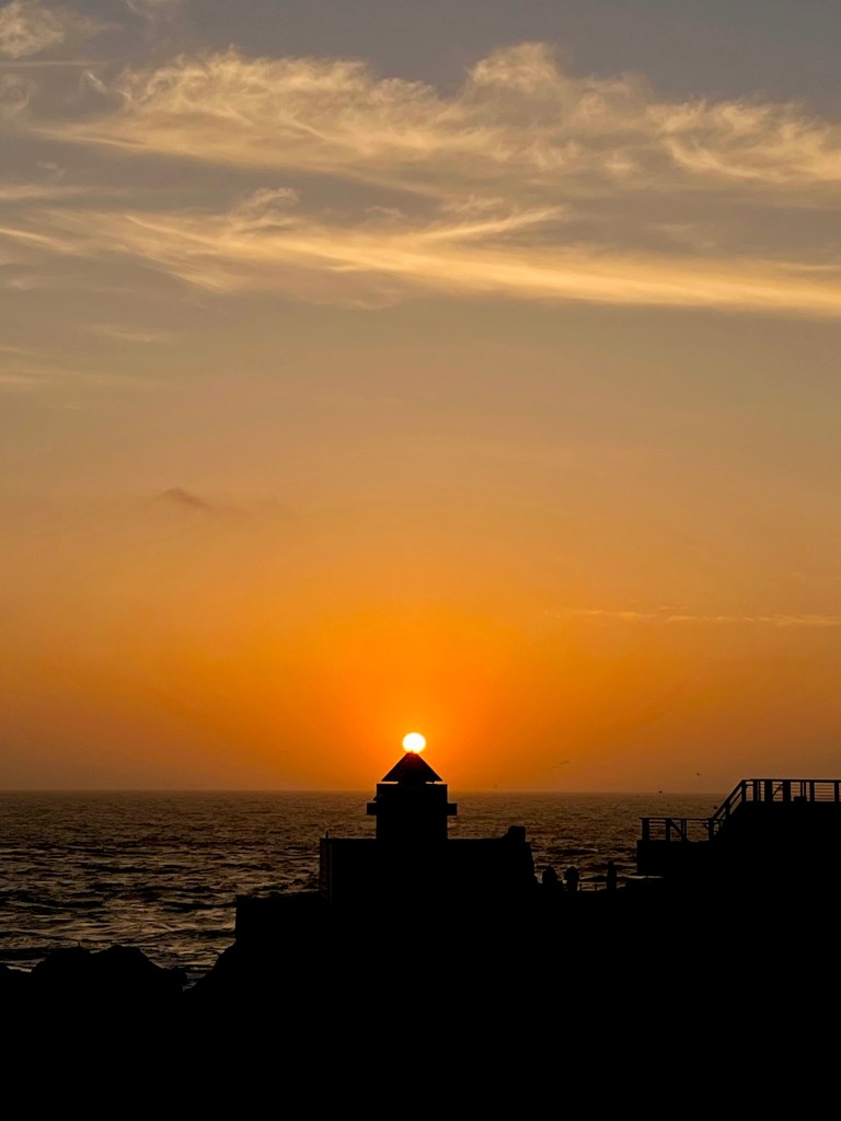 sunset over the giant camera in san francisco