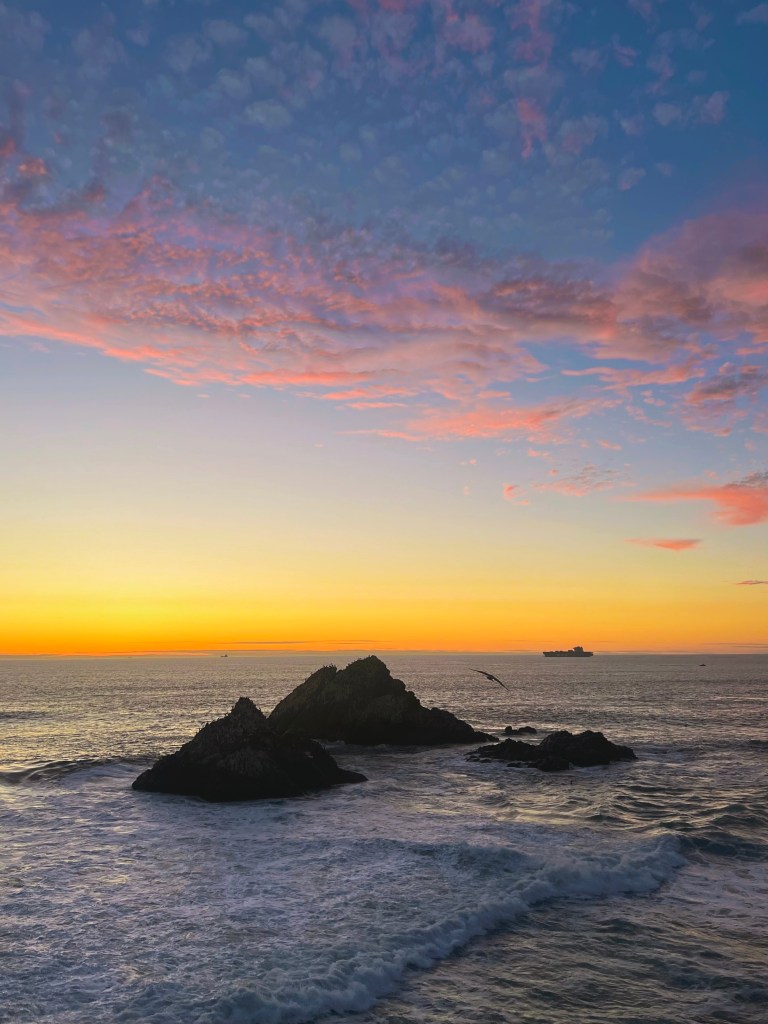 San Francisco sunset over Seal Rocks