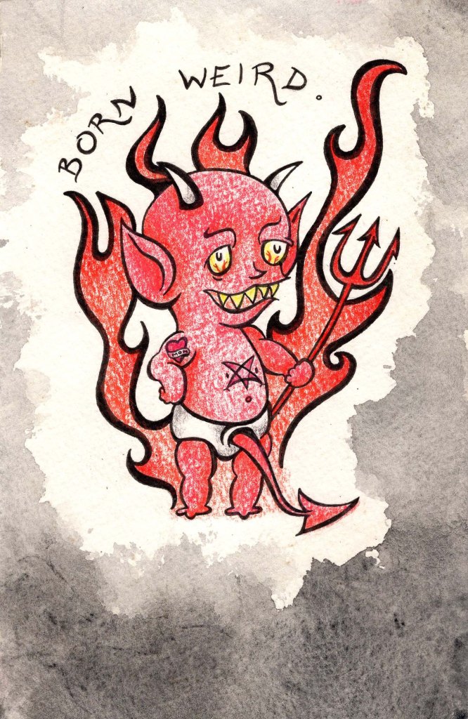 Born Weird - Unicornface watercolor art