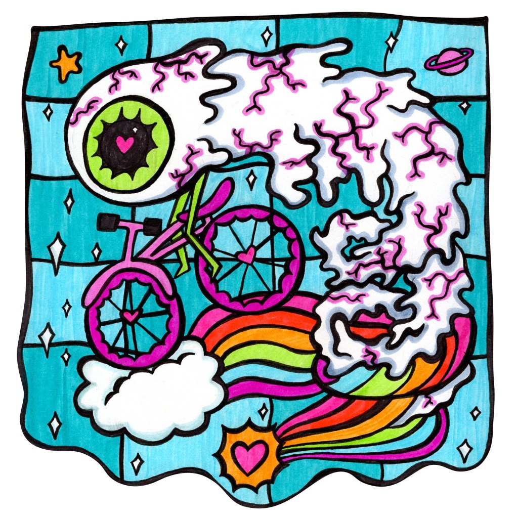 Bicycle Day Psychedelic Art by Unicornface