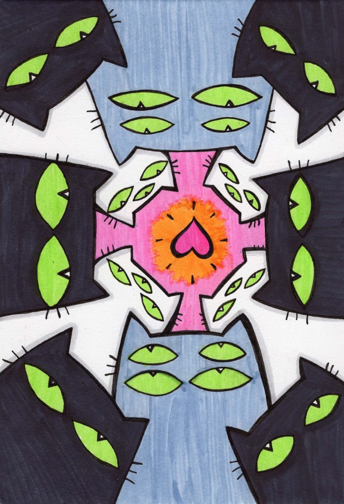 Psychedelic Cat Art by Unicornface