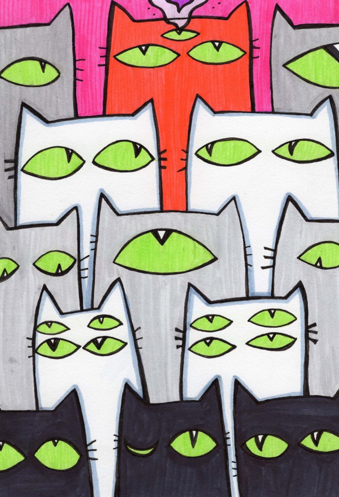 Psychedelic Cat Art by Unicornface